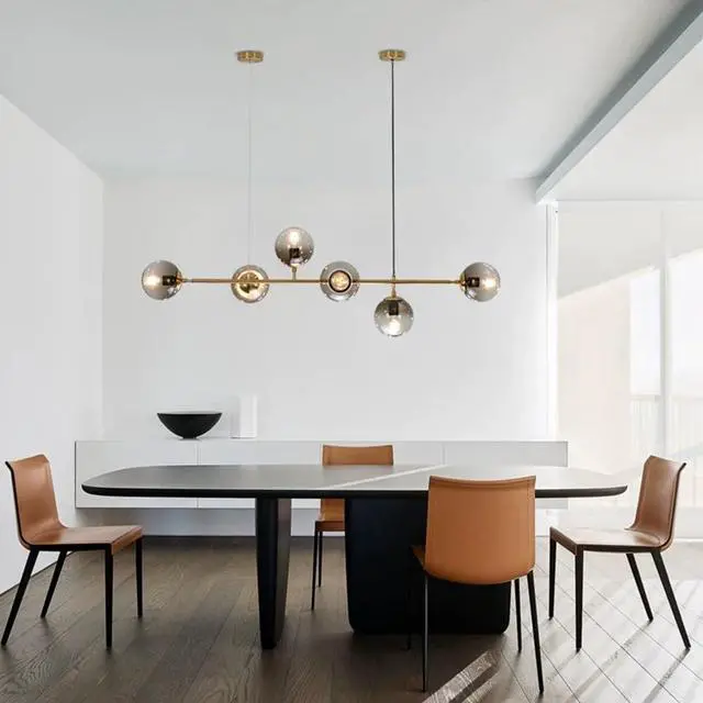 Alt view image 4 of 7 - 6 Light E27 Modern Chandelier Northern Europe Glass Ball Chandelier Industrial 51 inch Ceiling Pendant Lamp for Living Room Dining Room Art Decoration Restaurant