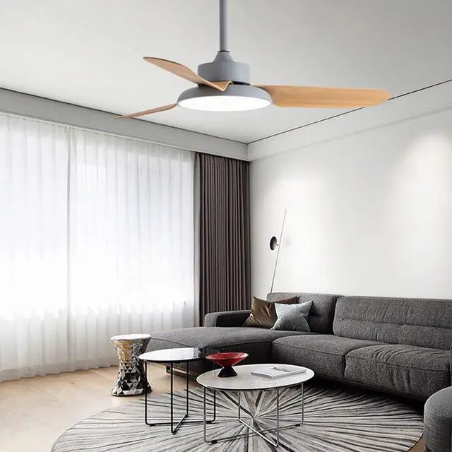 Alt view image 2 of 7 - 44 Inch Low Profile Ceiling Fan with Light Modern Simple Ceiling Fan Light Imitation Wood Ceiling Fans with Lights and Remote Outdoor Ceiling Fans for Patios with Light