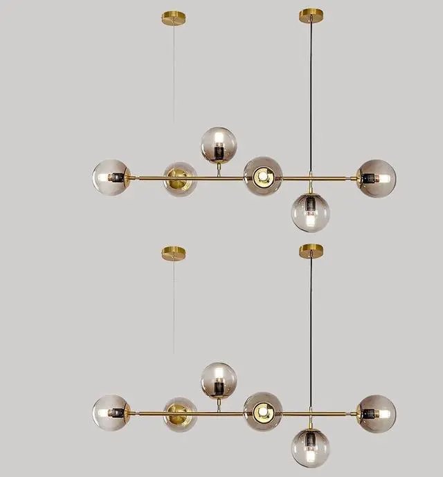 Main image of 6 Light E27 Modern Chandelier Northern Europe Glass Ball Chandelier Industrial 51 inch Ceiling Pendant Lamp for Living Room Dining Room Art Decoration Restaurant