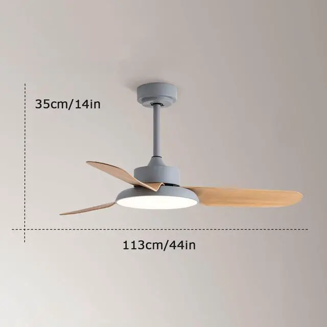 Alt view image 7 of 7 - 44 Inch Low Profile Ceiling Fan with Light Modern Simple Ceiling Fan Light Imitation Wood Ceiling Fans with Lights and Remote Outdoor Ceiling Fans for Patios with Light