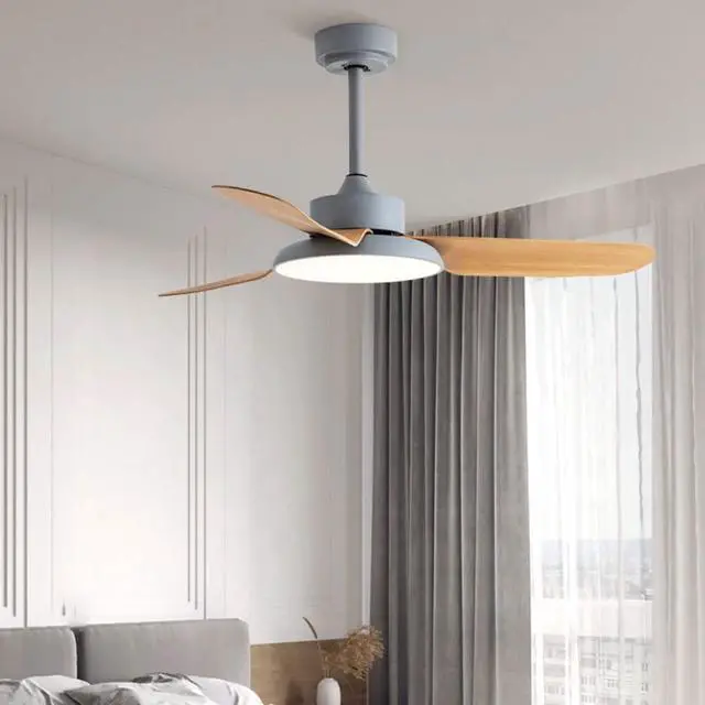 Alt view image 3 of 7 - 44 Inch Low Profile Ceiling Fan with Light Modern Simple Ceiling Fan Light Imitation Wood Ceiling Fans with Lights and Remote Outdoor Ceiling Fans for Patios with Light