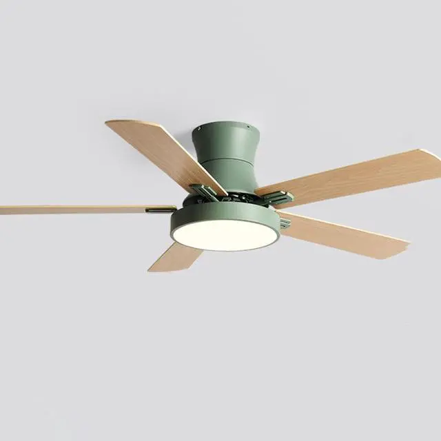 Main image of Creative Ceiling Fan with Lights Wood 42 Inch Bedroom Ceiling Fan Smart Remote 3 Color Ceiling Fan Light LED Flush Mount Mute Ceiling Fan Modern Kids Room Low Profile Ceiling Fan