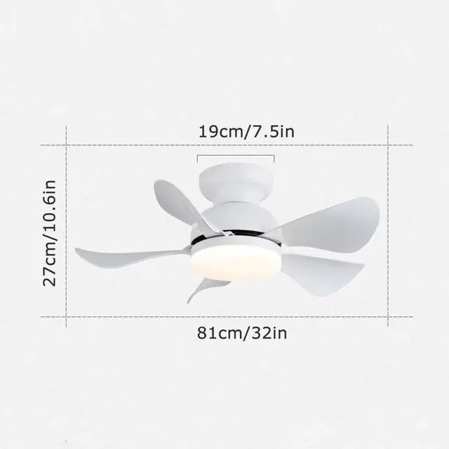 Alt view image 5 of 5 - Ceiling Fans with Lights Flush Mount Imitation Wood Ceiling Fans with Lights and Remote 32 Inch Modern Small Ceiling Fan with Light Outdoor Ceiling Fans for Patios with Light