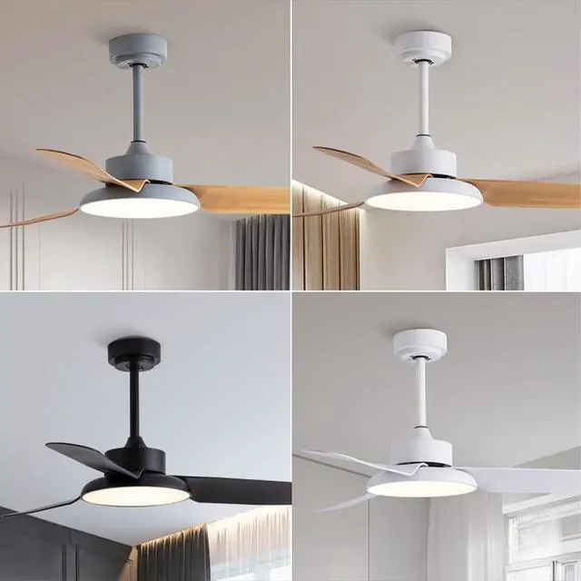 Alt view image 2 of 4 - 44 Inch Low Profile Ceiling Fan with Light Modern Simple Ceiling Fan Light Imitation Wood Ceiling Fans with Lights and Remote Outdoor Ceiling Fans for Patios with Light