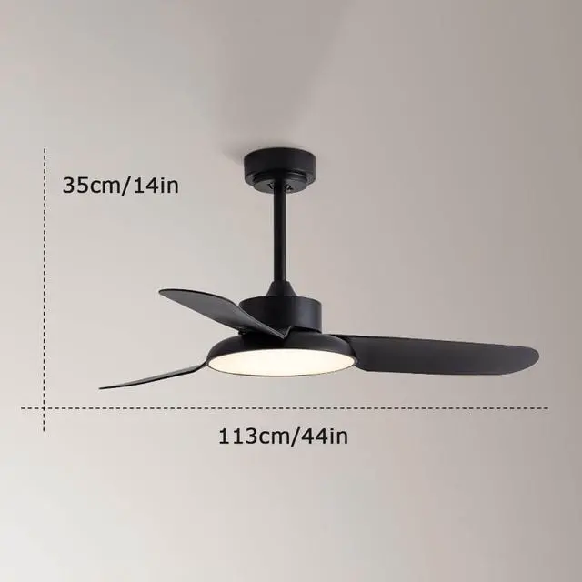 Alt view image 4 of 4 - 44 Inch Low Profile Ceiling Fan with Light Modern Simple Ceiling Fan Light Imitation Wood Ceiling Fans with Lights and Remote Outdoor Ceiling Fans for Patios with Light