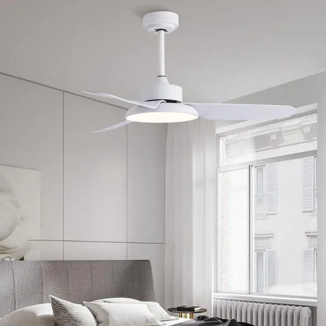 Alt view image 2 of 5 - 44 Inch Low Profile Ceiling Fan with Light Modern Simple Ceiling Fan Light Imitation Wood Ceiling Fans with Lights and Remote Outdoor Ceiling Fans for Patios with Light