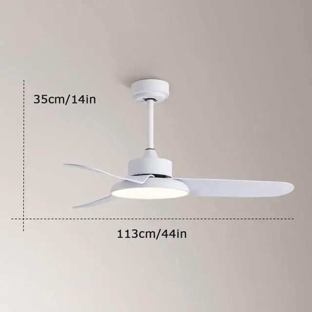 Alt view image 5 of 5 - 44 Inch Low Profile Ceiling Fan with Light Modern Simple Ceiling Fan Light Imitation Wood Ceiling Fans with Lights and Remote Outdoor Ceiling Fans for Patios with Light