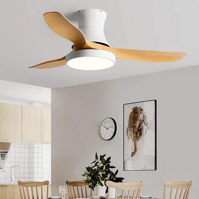 Alt view image 2 of 5 - Modern Simple Ceiling Fan with Lights 42 Inch with Remote Ceiling Fan Light LED 3 Color Dimmable Smart Ceiling Fan Flush Mount Bedroom Living Room Ceiling Lighting Fixture