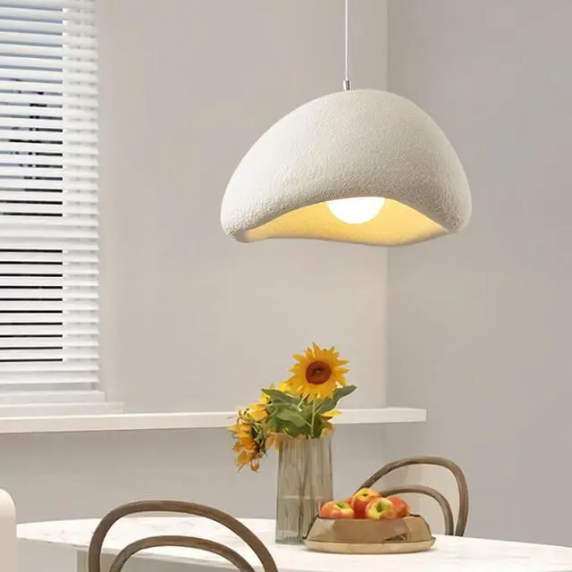 Alt view image 2 of 7 - Indoor Pendant Light Fixture Japanese Wabi-Sabi Style Pendant Light Modern Resin Bird Nest Shape Hanging Light Adjustable Ceiling Pendant Lamp for Kitchen Island Bedroom Dining Lighting