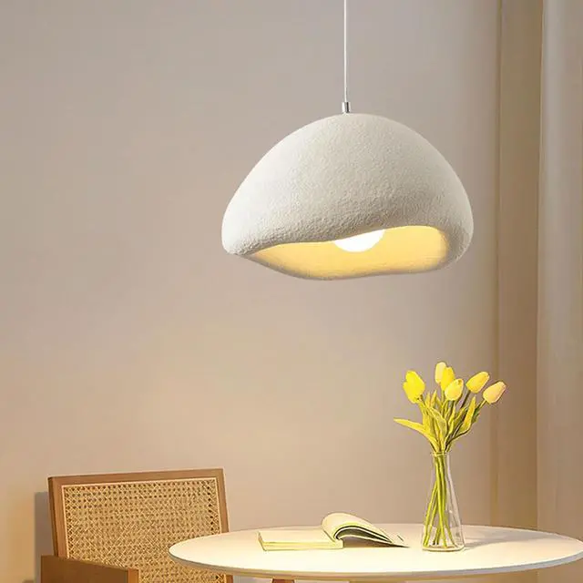 Alt view image 4 of 7 - Indoor Pendant Light Fixture Japanese Wabi-Sabi Style Pendant Light Modern Resin Bird Nest Shape Hanging Light Adjustable Ceiling Pendant Lamp for Kitchen Island Bedroom Dining Lighting