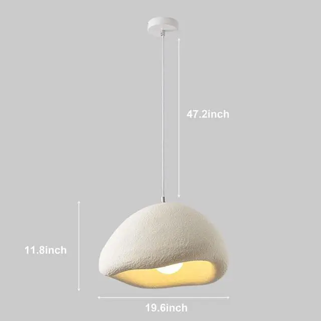 Alt view image 7 of 7 - Indoor Pendant Light Fixture Japanese Wabi-Sabi Style Pendant Light Modern Resin Bird Nest Shape Hanging Light Adjustable Ceiling Pendant Lamp for Kitchen Island Bedroom Dining Lighting