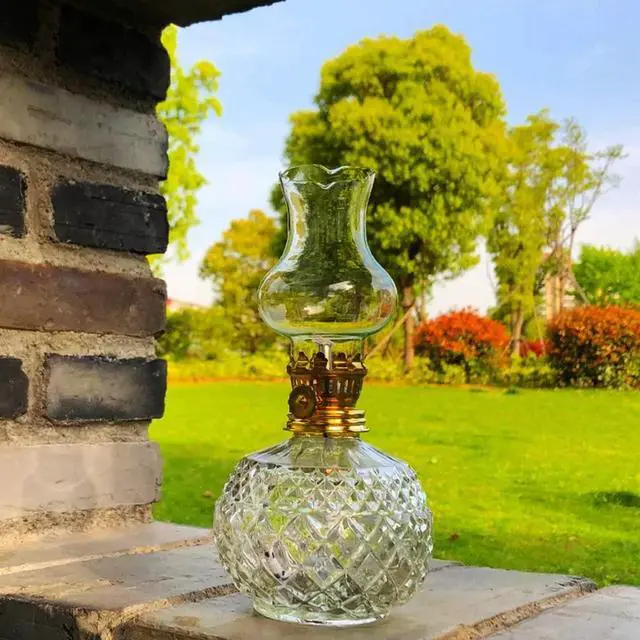 Alt view image 2 of 6 - 2 Pack Chamber Oil Lamps, Clear Glass Kerosene Lamp, for Indoor Use 7.1" Adjustable Oil Lamps Lanterns, Warm Home Classic Oil Lamp, for Bedroom, Dining Room, Study