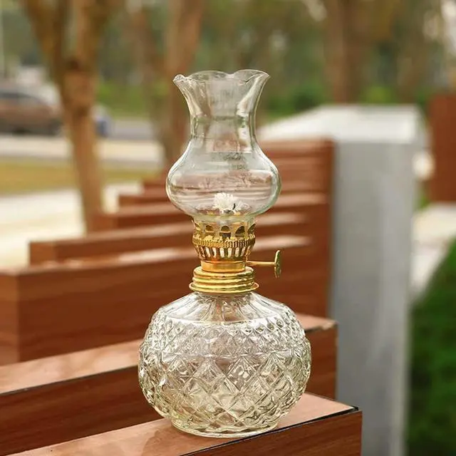 Alt view image 3 of 6 - 2 Pack Chamber Oil Lamps, Clear Glass Kerosene Lamp, for Indoor Use 7.1" Adjustable Oil Lamps Lanterns, Warm Home Classic Oil Lamp, for Bedroom, Dining Room, Study