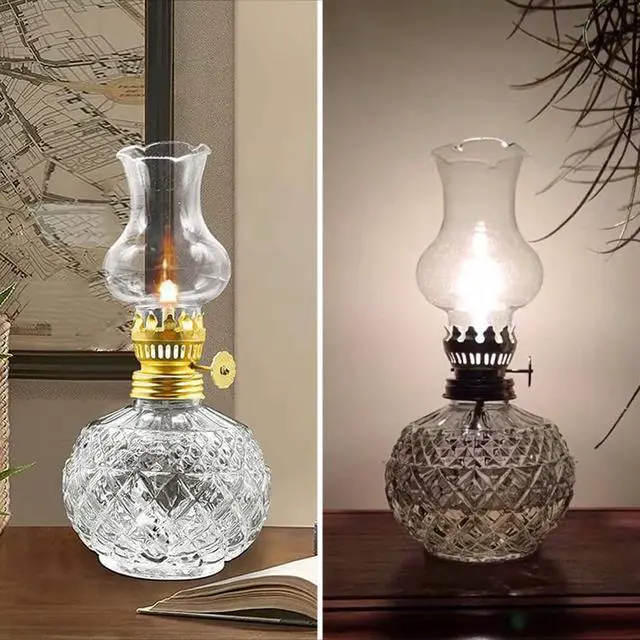 Alt view image 5 of 6 - 2 Pack Chamber Oil Lamps, Clear Glass Kerosene Lamp, for Indoor Use 7.1" Adjustable Oil Lamps Lanterns, Warm Home Classic Oil Lamp, for Bedroom, Dining Room, Study