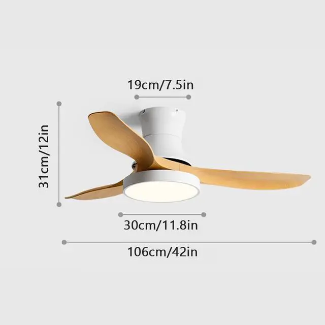 Alt view image 5 of 5 - Modern Simple Ceiling Fan with Lights 42 Inch with Remote Ceiling Fan Light LED 3 Color Dimmable Smart Ceiling Fan Flush Mount Bedroom Living Room Ceiling Lighting Fixture