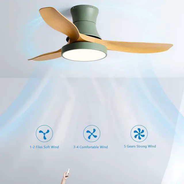Alt view image 2 of 7 - Modern Simple Ceiling Fan with Lights 42 Inch with Remote Ceiling Fan Light LED 3 Color Dimmable Smart Ceiling Fan Flush Mount Bedroom Living Room Ceiling Lighting Fixture
