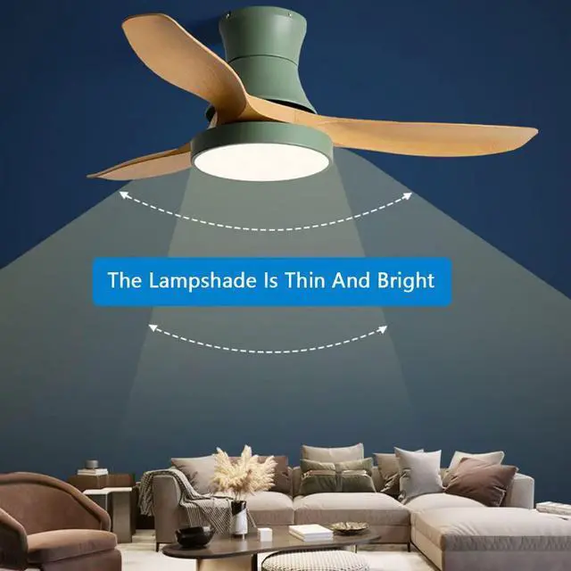 Alt view image 3 of 7 - Modern Simple Ceiling Fan with Lights 42 Inch with Remote Ceiling Fan Light LED 3 Color Dimmable Smart Ceiling Fan Flush Mount Bedroom Living Room Ceiling Lighting Fixture