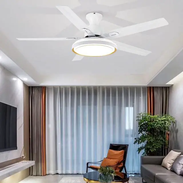 Alt view image 3 of 7 - White Outdoor Ceiling Fan with Lights with Remote Modern Bedroom Ceiling Fan LED 3 Color Smart Ceiling Fan Mute Flush Mount Living Room Fan Light Outdoor Ceiling Fans for Patios