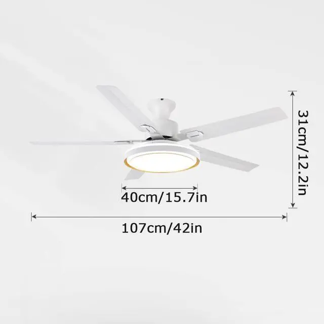 Alt view image 7 of 7 - White Outdoor Ceiling Fan with Lights with Remote Modern Bedroom Ceiling Fan LED 3 Color Smart Ceiling Fan Mute Flush Mount Living Room Fan Light Outdoor Ceiling Fans for Patios
