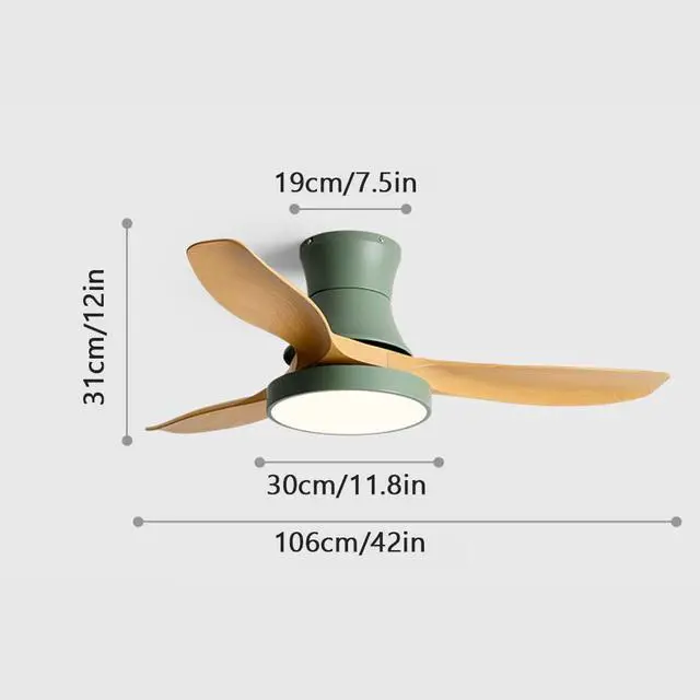 Alt view image 7 of 7 - Modern Simple Ceiling Fan with Lights 42 Inch with Remote Ceiling Fan Light LED 3 Color Dimmable Smart Ceiling Fan Flush Mount Bedroom Living Room Ceiling Lighting Fixture