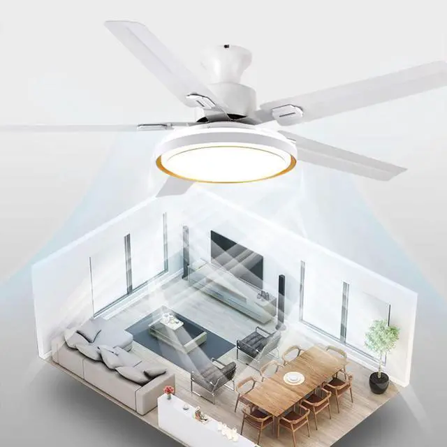 Alt view image 4 of 7 - White Outdoor Ceiling Fan with Lights with Remote Modern Bedroom Ceiling Fan LED 3 Color Smart Ceiling Fan Mute Flush Mount Living Room Fan Light Outdoor Ceiling Fans for Patios