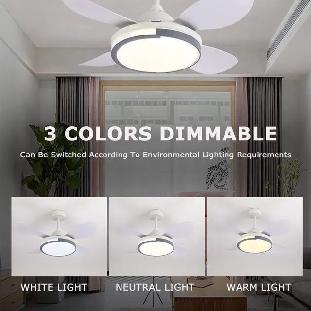 Alt view image 5 of 7 - 42 Inch Outdoor Ceiling Fan with Light with Remote LED Smart Ceiling Fan Low Profile Bedroom Mute Fan Light 6 Speed 3 Color Smart Ceiling Fan with Light Ceiling Fan Propeller 5 Blade