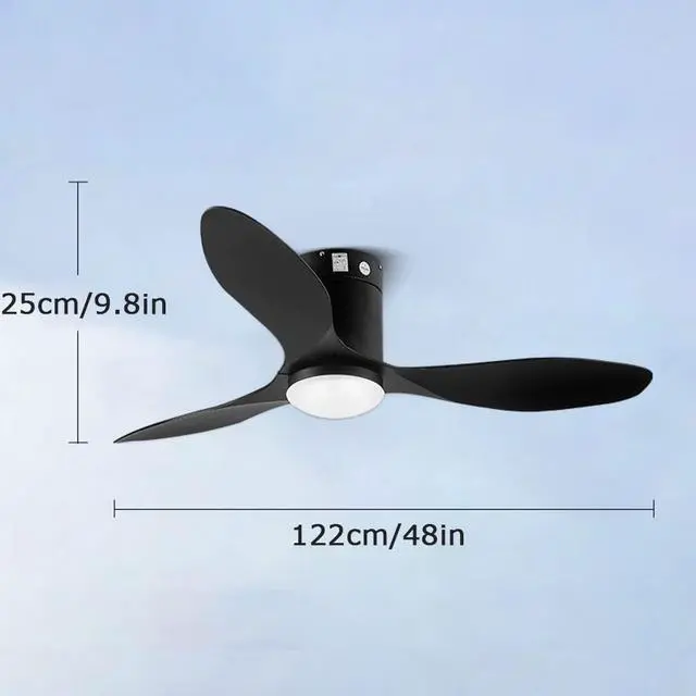 Alt view image 5 of 5 - Remote Simple Ceiling Fan with Lights Indoor Ceiling-Mounted Ceiling Fans with Light 48 Inch Farmhouse Ceiling Fan with Light Modern Smart Bedroom Living Room Ceiling Fan