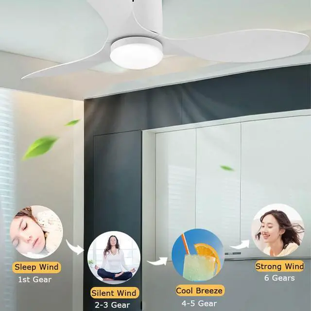 Alt view image 4 of 7 - Remote Simple Ceiling Fan with Lights Indoor Ceiling-Mounted Ceiling Fans with Light 48 Inch Farmhouse Ceiling Fan with Light Modern Smart Bedroom Living Room Ceiling Fan
