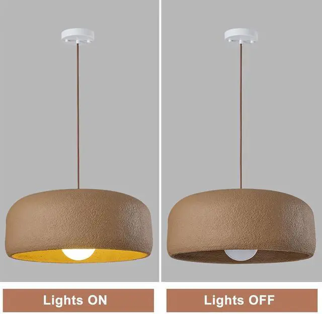 Alt view image 3 of 4 - Industrial Kitchen Island Pendant Light Fixture Japanese Wabi-Sabi Resin Pendant Light Modern E26 Ceiling Hanging Pendant lamp for Dining Room Hallway Bedroom Foyer Living Room Kitchen