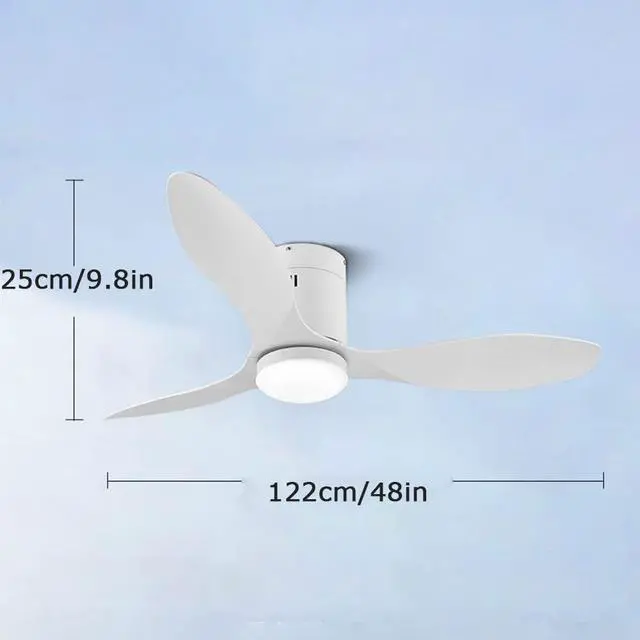 Alt view image 7 of 7 - Remote Simple Ceiling Fan with Lights Indoor Ceiling-Mounted Ceiling Fans with Light 48 Inch Farmhouse Ceiling Fan with Light Modern Smart Bedroom Living Room Ceiling Fan