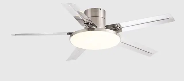 Main image of Stainless Steel Outdoor Ceiling Fan with Lights 52 Inch Remote Low Profile Ceiling Fan Flush Mount Modern Smart Ceiling Fan with Light Mute Ceiling Fans with Lights for Bedroom
