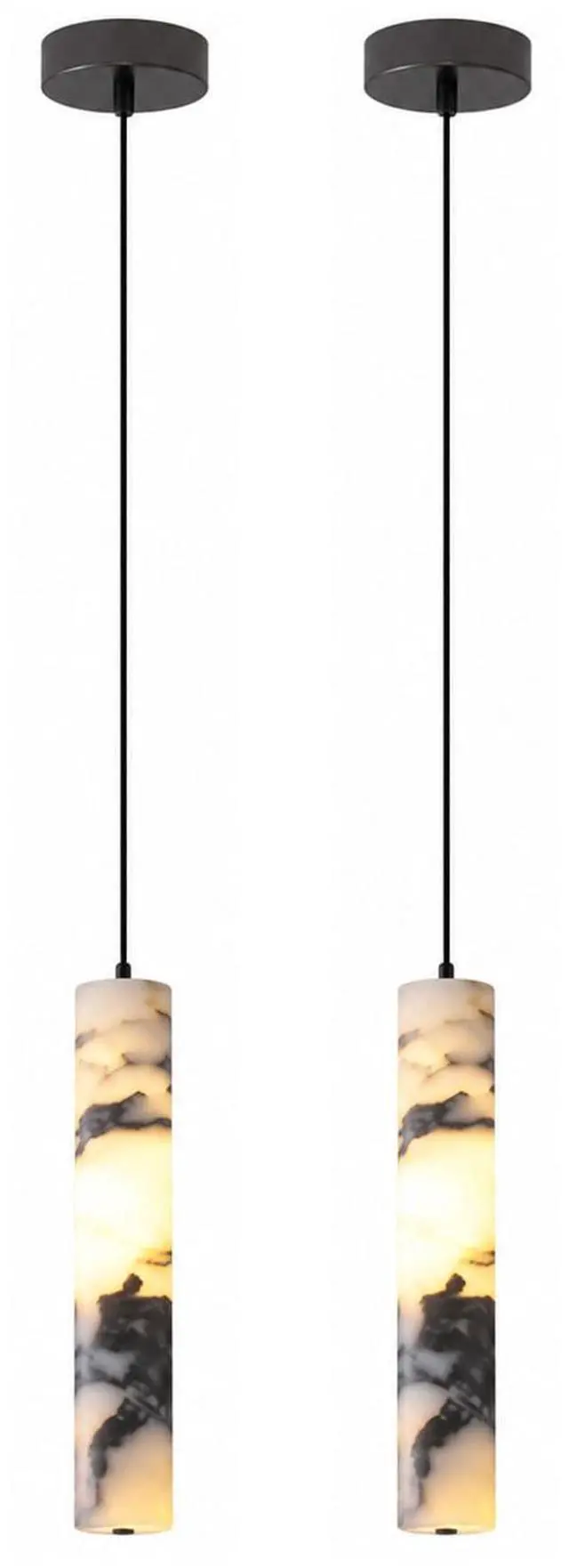 Main image of Natural Stone Pendant Lights for Kitchen Island, LED 3000K Cylindrical Marble Pendant Light 11" Modern Hanging Lighting fixtures for Bedroom Bathroom Dining Room Living Room