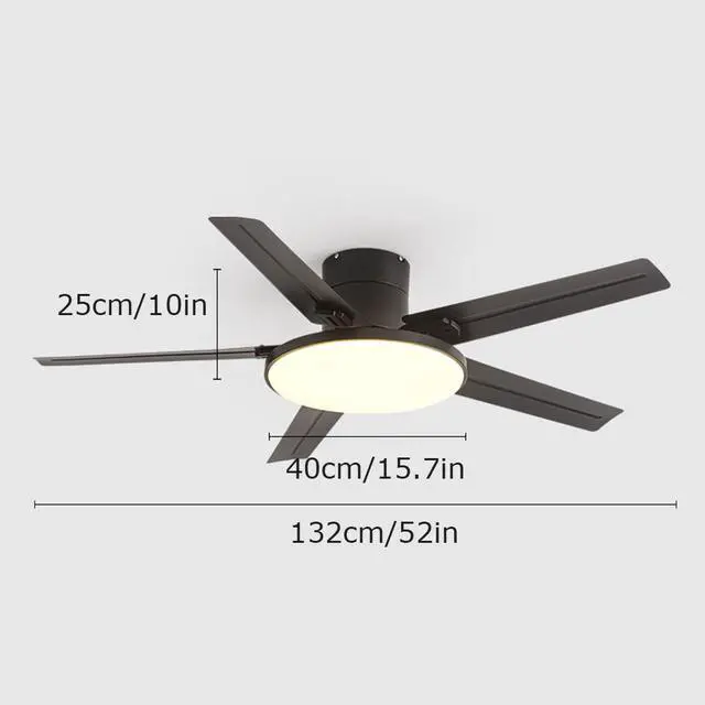Alt view image 5 of 5 - Stainless Steel Outdoor Ceiling Fan with Lights 52 Inch Remote Low Profile Ceiling Fan Flush Mount Modern Smart Ceiling Fan with Light Mute Ceiling Fans with Lights for Bedroom