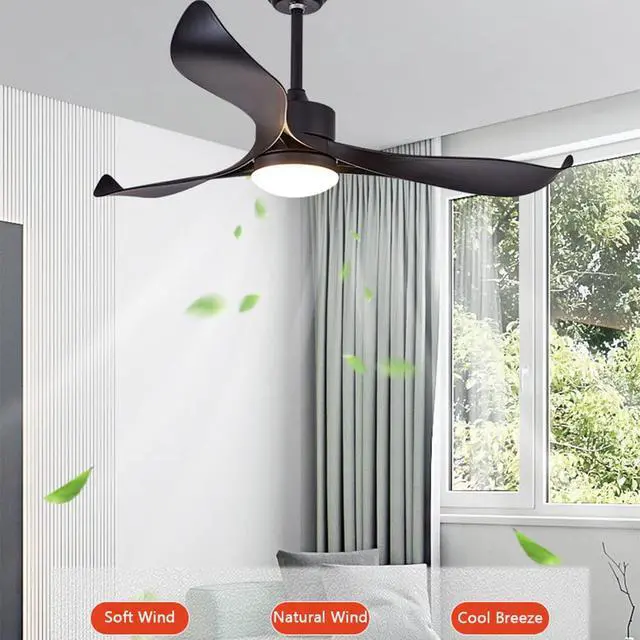 Alt view image 5 of 7 - Black Ceiling Fan with Lights 3 Color Dimmable Ceiling Fan Light 52 Inch with Remote Fan Light Modern LED Indoor Ceiling Fan for Bedroom, Living Room, Kids Room