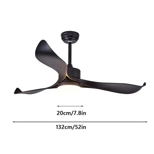 Alt view image 7 of 7 - Black Ceiling Fan with Lights 3 Color Dimmable Ceiling Fan Light 52 Inch with Remote Fan Light Modern LED Indoor Ceiling Fan for Bedroom, Living Room, Kids Room