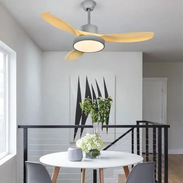 Alt view image 2 of 5 - Modern Wood Ceiling Fan with Lights with Remote Indoor Smart Ceiling Fan LED 3 Color Bedroom Ceiling Fan 3-Blade 42 Inch Mute Ceiling Fan with Lights Outdoor Ceiling Fans for Patios