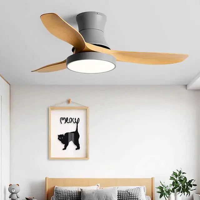 Alt view image 2 of 5 - Modern Simple Ceiling Fan with Lights 42 Inch with Remote Ceiling Fan Light LED 3 Color Dimmable Smart Ceiling Fan Flush Mount Bedroom Living Room Ceiling Lighting Fixture