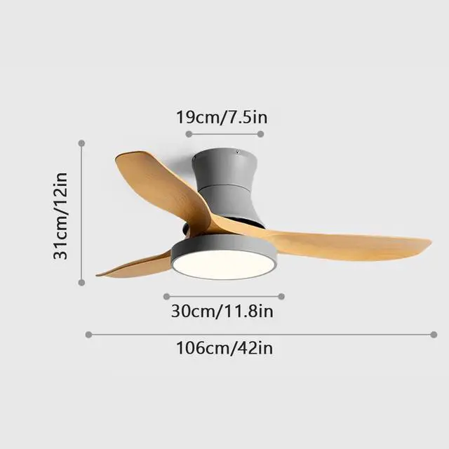 Alt view image 5 of 5 - Modern Simple Ceiling Fan with Lights 42 Inch with Remote Ceiling Fan Light LED 3 Color Dimmable Smart Ceiling Fan Flush Mount Bedroom Living Room Ceiling Lighting Fixture