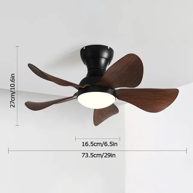 Alt view image 7 of 7 - Modern Flush Mount Ceiling Fan with Lights 29 Inch with Remote Small Ceiling Fan with Light Flush Mount Low Profile Ceiling Fan for Bedroom Outdoor Ceiling Fans for Patios with Light