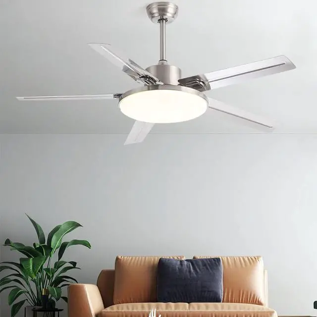 Alt view image 3 of 7 - Ceiling Fans with Lights and Remote Stainless Steel Modern LED Ceiling Fan Mute Indoor Ceiling Fan with Lights Industrial 42 Inch Smart Ceiling Fan for Bedroom Living Room