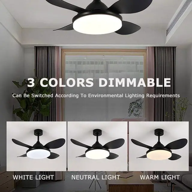 Alt view image 5 of 7 - Modern Flush Mount Ceiling Fan with Lights LED Ceiling Fans with Lights and Remote 36 Inch Small Ceiling Fan with Light Mute Low Profile Bedroom Ceiling Fan Outdoor Ceiling Fans for Patios