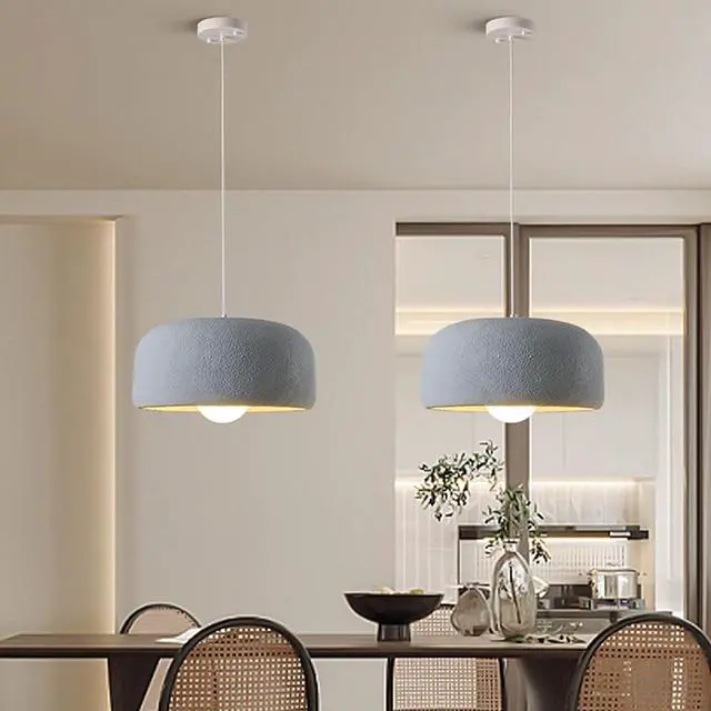 Alt view image 3 of 5 - Industrial Kitchen Island Pendant Light Fixture Japanese Wabi-Sabi Resin Pendant Light Modern E26 Ceiling Hanging Pendant lamp for Dining Room Hallway Bedroom Foyer Living Room Kitchen
