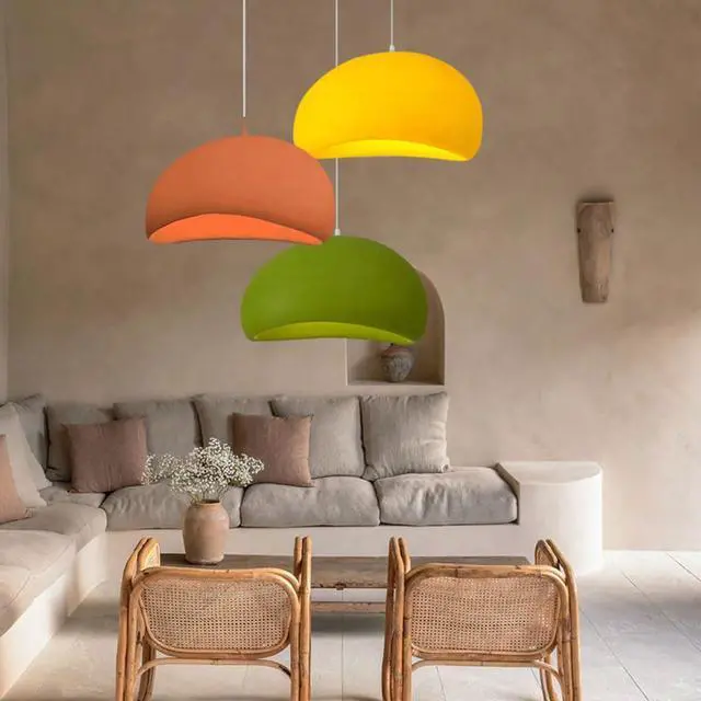 Alt view image 4 of 7 - Modern Wabi-Sabi Style Pendant Light 7.8inch polystyrene Japanese Hanging Light 1 Lights Farmhouse Industrial Pendant lamp Ceiling Hanging Lamp for Kitchen Island Bedroom Dining Lighting