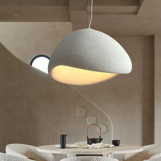 Alt view image 2 of 7 - Japanese Style Modern Pendant Light 1 Lights Wabi-Sabi Polystyrene Pendant Lamp Adjustable Bird Nest Shape Simple Pendant Fixtures for Living Room Bedroom Kitchen