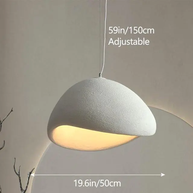 Alt view image 7 of 7 - Japanese Style Modern Pendant Light 1 Lights Wabi-Sabi Polystyrene Pendant Lamp Adjustable Bird Nest Shape Simple Pendant Fixtures for Living Room Bedroom Kitchen