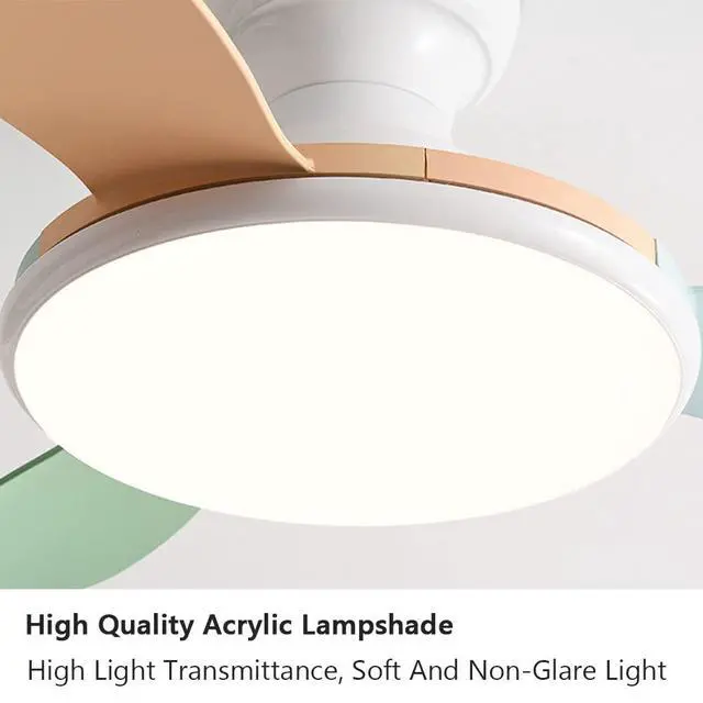 Alt view image 5 of 7 - 36 Inch Ceiling Fan with Lights and Remote Colorful Kids Room Dimmable Ceiling Fan Light LED Modern Flush Mount Ceiling Fans Mute Bedroom Living Room Smart Fan Light