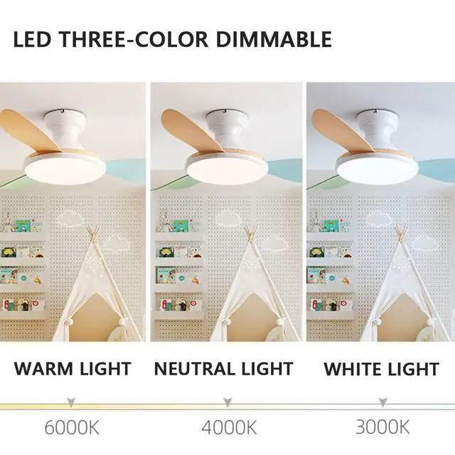 Alt view image 4 of 7 - 36 Inch Ceiling Fan with Lights and Remote Colorful Kids Room Dimmable Ceiling Fan Light LED Modern Flush Mount Ceiling Fans Mute Bedroom Living Room Smart Fan Light