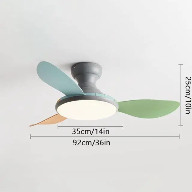 Alt view image 5 of 5 - 36 Inch Ceiling Fan with Lights and Remote Colorful Kids Room Dimmable Ceiling Fan Light LED Modern Flush Mount Ceiling Fans Mute Bedroom Living Room Smart Fan Light