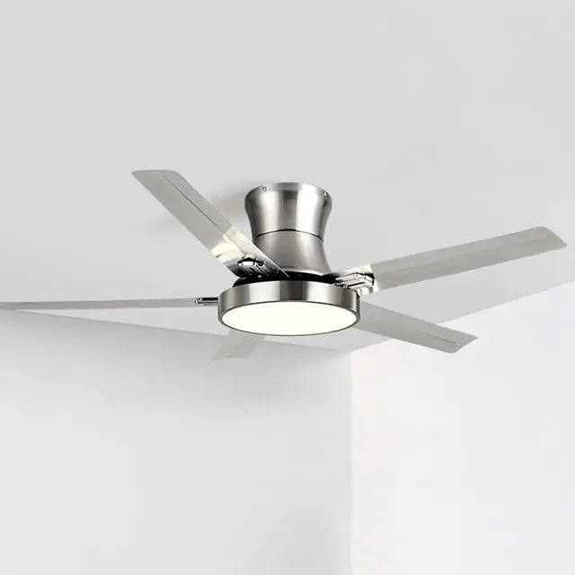 Main image of Modern Flush Mount Ceiling Fan with Lights Stainless Steel Ceiling Fans with Lights and Remote 42 Inch 5-Blade Low Profile Ceiling Fan LED Outdoor Ceiling Fan with Light
