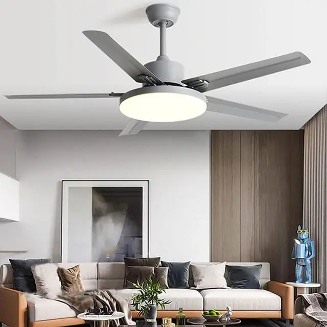 Alt view image 2 of 7 - LED Modern Flush Mount Indoor Ceiling Fans 42 Inch Low Profile Ceiling Fan with Light Iron Ceiling Fans with Lights and Remote 3 Speed 3 Color for Bedroom, Living Room, Kids Room